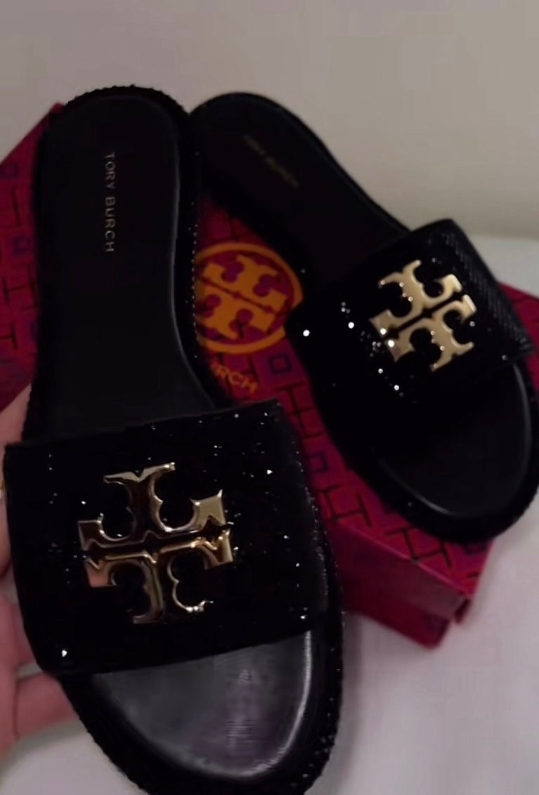 TB Black Sandals